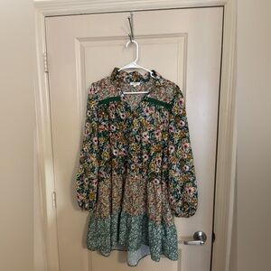 Umgee Green and Pink Floral Blouse